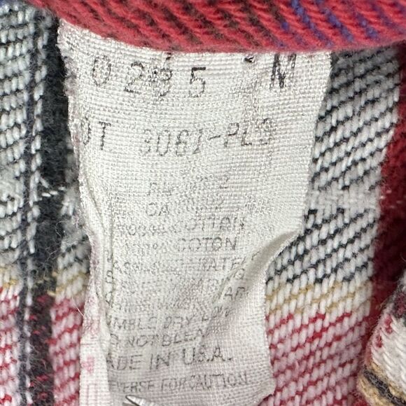 Vintage Five Brother Shirt Mens Medium Red Blue Plaid Flannel Union Made USA 90s - Picture 11 of 12